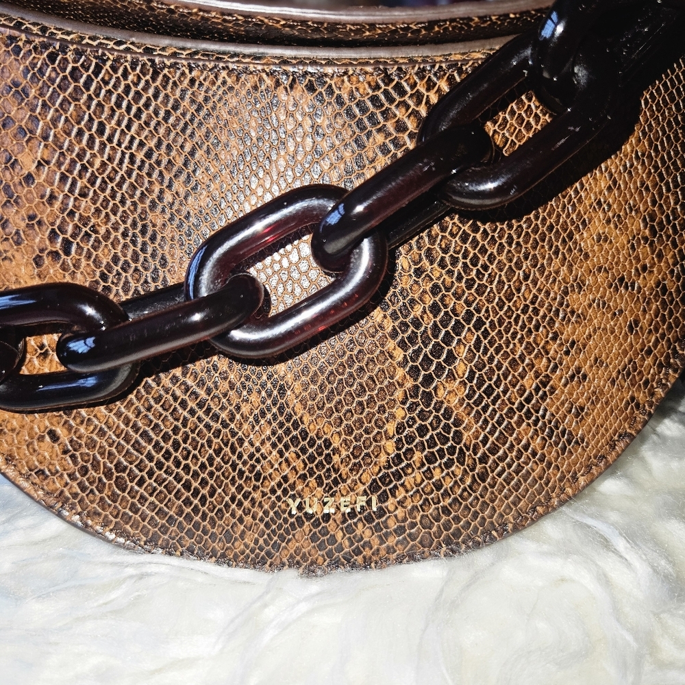 Yuzefi Doris Brown Snake Skin Pattern Bag-EUC - Picture 2 of 15